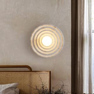 Wall Lamp Wabi-sabi Round Circle Japanese Style Corridor Aisle Living Room Homestay Sconce Retro Bedroom Bedside Decor LED Light