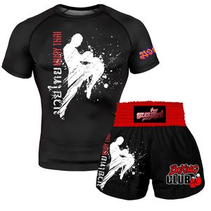 Pantaloncini da uomo Allenamento fitness per bambini Sanda Pantaloncini da boxe da uomo Pantaloncini MMA BJJ Muay Thai Pantaloncini da combattimento a maniche corte Maglietta sportiva 230715