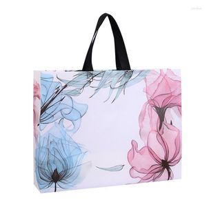 Sacos de armazenamento Bolsa de compras de mercearia com estampa de flores Tecido não tecido Ecoportátil Viagem Takeaway Reutilizável Bolsa dobrável