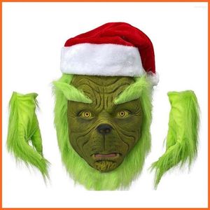 Party Supplies Christmas Masks Geek Stole Cosplay Mascarillas Latex Face Masques With Hats Xmas Halloween Carnival Props