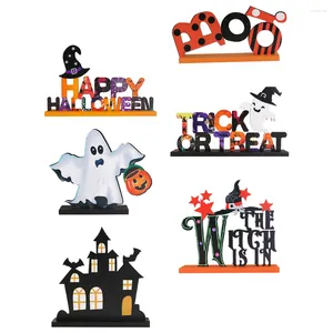 Dekorativa blommor 6 PCS Ghost Desktop Decoration Halloween Festival Ornament Party Supply Wood Matbord Craft MDF Supplies Signs