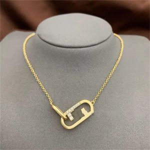 brand jewelry fashion Gold Diamond Pendant Necklace Mens Classic Link Chain Necklaces Fashion Brand Letter F Jewelry Accessories 2305312BF