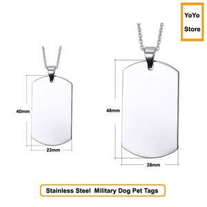 Dog Tag Perros Gravação em branco personalizada Coleira de aço inoxidável personalizada Pet Charme Nome Pingente Colar Cachorrinho Acessório