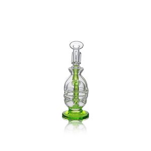 5.27inch Pisces Mini Clear Green hookah Glass bowl water pipe with glass bong Vertical percolator with 3 round holes dab rig US warehouse retail order free shipping