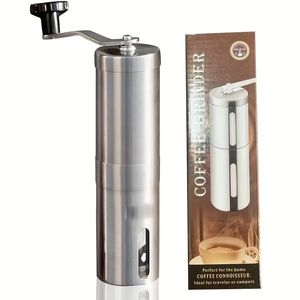 Manual Coffee Grinder - Stainless Steel Manual Cone Burr Coffee Bean Grinder With Manual Crank And 18 Adjustable Settings, Fine To Coarse - Portable Espresso Grinder