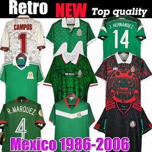 レトロクラシックメキシコサッカージャージ1970 1986 1994 1996 1997 1998 1998 1999 2006 2010 Borgetti Hernandez Campos Blanco H.Sanchez R.Marquezフットボールシャツ