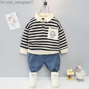 Clothing Sets Spring 2021 Skin-tight garment for baby boys and girls Cartoon stripe T-shirts and pants 2 pieces/set for children's Sportswear 0-5 years Z230719
