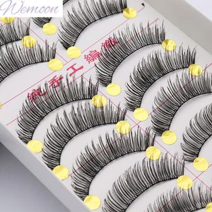 Cílios Postiços Vermelho Taiwan 10 Pares Fio de Algodão Haste Suave Natural Espessura Palco Performance Superior Extensão de Cílios de Olhos Falsos 230617