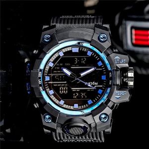 Orologio al quarzo sportivo per il tempo libero da uomo DZ7333 Display digitale a LED per ora mondiale impermeabile e antiurto PU Band253Q