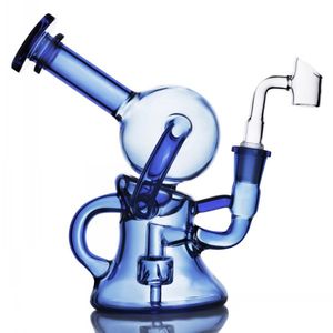 Blaue Wasserpfeifen-Bong, dicke Glaspfeifen, Bongs, niedliches Fab-Ei mit 14,4-Banger-Stück, dunkelgrünes Recycler-Öl-Rig-Wasserpfeifen-Dab-Rigs