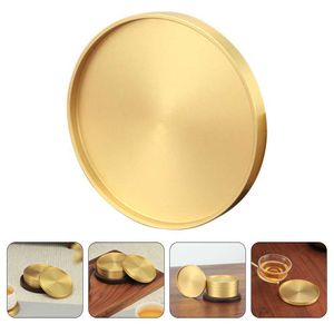 Mats Pads Coasters Cup Tea Coaster Tray Copper Round Gold Teacup Mat Decor Serving Table Holder Pad Saucer Teapot Food Decorative Coffee x0715