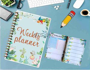 Notepads Notes 5.1" X 7.6" 2023 Weekly And Monthly Planner Frosted Cover Wirebound Horario Mensual Fast Drop Shipping x0715