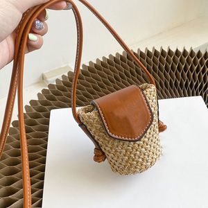 Klassische Palmblatt-Einkaufstasche aus Rindsleder, Stroh-Einkaufstasche, handgewebte Tasche, lässige Mode, mittelgroße Damen