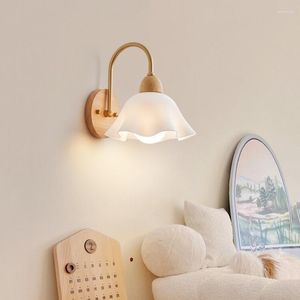 الجدار مصباح رجعية يابانية خشبية يابانية LED SCONCE لغرفة نوم إلى جانب درج غرفة المعيشة عتيقة زخرفة المنزل الكورية