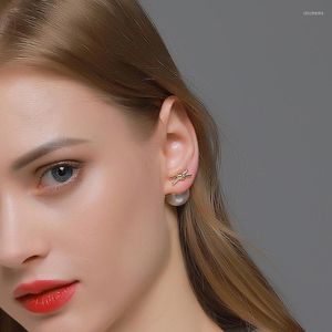 Stud Earrings Elegant Rhinestone Bowknot Large Simulated Pearl For Women Ladies Unique Back Hanging Ear Studs Earings Jewelry