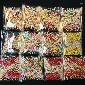 Forks 100pcs! China Bamboo Craft Fruit Fireworks Toothpick Kids Sticks Interesting Dessert Cocktail Sign Wedding Party Supplies