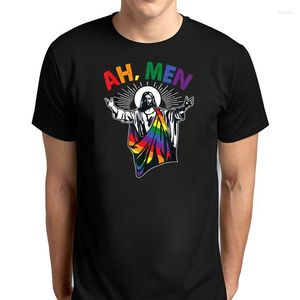 メンズTシャツAH MEN FUNNY LGBT GAY PRIDE JESUSE THIRT COTTON CLASCING O-NECKショートリーブ夏のカップルHarajuku服