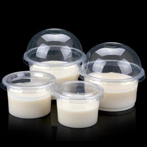 100 Set Ondosable Puding Cup Cup Plastic Sauce Cups Крышка желе -чаша десерт йогурт маленькая мини -коробка Home Party Wedding 4 5 8 10oz2692