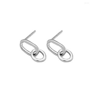 Studörhängen S925 Pure Silver Personlighet Dubbelring Design Circle Earring Temperament Kvinnliga smycken ACT Rollen