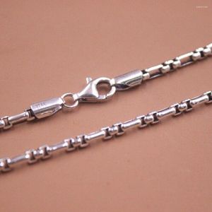 Chains Real 925 Sterling Silver 3mm Long Box Link Chain Necklace 19.7" Lobster Clasp
