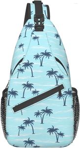 Backpack Tropical Beach Palm Trees Sling Bag Crossbody For Women Men Durable Adjustable Chest Shoulder Outdoor Travel Hiking