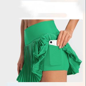 L44 Yoga Outfits Sport Pleated Skirts Running Shorts Women Summer Breathable Sweat Golf Dress Sexy High Waist Short Pant Outdoor Joggers