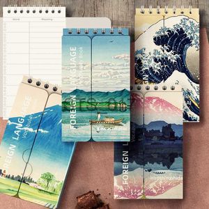 Anteckningar Anteckningar Katsushika Hokusai Ukiyoe Pocket English Word Notebook Learn Foreign Words Memo Notebook Coil Student Portable Notepad X0715