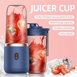 6 Lâminas Portáteis Juicer Cup Juicer Fruit Juice Cup Automatic Small Electric Juicer Smoothie Blender Ice Crush Cup Processador de Alimentos