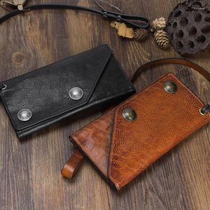 Carteiras AETOO Carteira Masculina Couro Genuíno Clutch Man Walet Bolsa Masculina Com Zíper Longo Moeda Bolso para Telefone