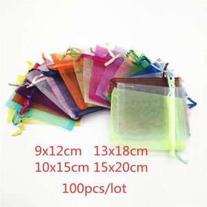 Tools 100pcs 9x12 10x15 13x18 15x20cm Organza Bags Jewelry Pouches Jewelry Packaging Bag Jewellery Bag Packaging for Jewelry Bags