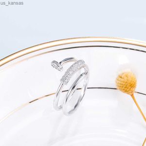 Band Rings Korea New Fashion Jewelry Exquisite 18K Real Gold Plated Zircon Ring Elegant Women's Opening Adjustable Wedding Gift R230717