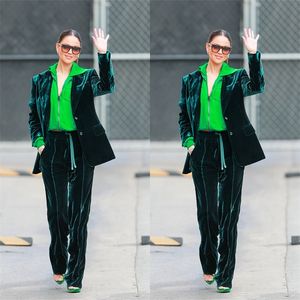 Green Velvet Women Suits For Wedding Tuxedos 2 Pieces Blazer And Pants Designer Formal Party Prom Dress Custom Made