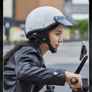 Motosiklet kaskları GXT Yarım Yüz Kore tarzı Motor Kask Vintage Dot Onaylı Pilot Cafe Racer Yaz Binicilik Scooter Jet Capacete Para Moto