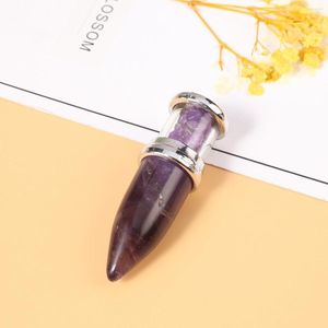 Pendant Necklaces Natural Stone Charms Shape Crystal Rose Quartzs For Making DIY Jewerly Necklace 1.6x5.4cm