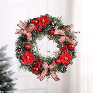 Dekorative Blumen, klassischer roter Weihnachtskranz, Wandbehang, Girlande, Ornamente, Fenster, Haustür, Ornament, Heimdekoration