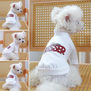 Roupa para cães Camiseta para animais de estimação impressão de letras verão algodão duas pernas macio confortável pulôver elegante para cães pequenos fornecimento