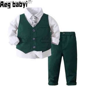 Completi di abbigliamento 2023 Abbigliamento da uomo ufficiale per bambini Camicia a maniche lunghe Canotta da uomo Abito da festa di compleanno per matrimonio Set Z230717