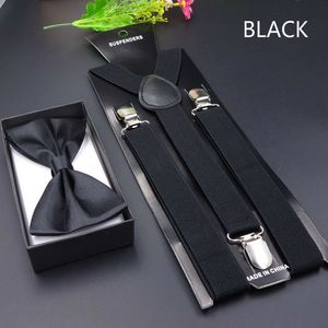 Sırıştırıcılar Erkek Sukçuklular Bow Ties Set Kadın Düzenleri Bowtie Yback Ayarlanabilir Clipon Elastik Askı Erkek Kemer Straps 230717