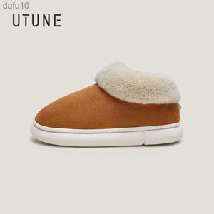 UTUNE Men's Winter Snow Boots Non-slip Ankle Boots For Women Warm Plush Indoor Slippers Platform Outside Shoes High Top Flats L230704