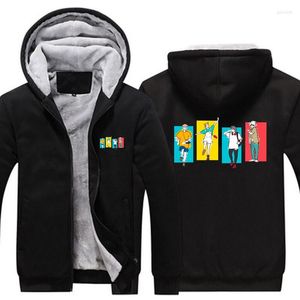 Herrjackor jujutsu kaisen gojo satoru fritids hoodies jacka män tjock fleece varm blixtlås tröjor manlig överdimensionerad kläder euro