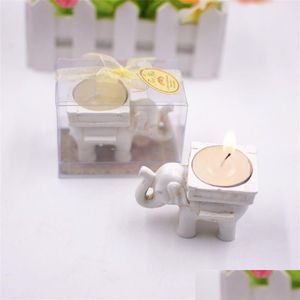 Parti Favor Retro Lucky Fil Mumlar Tutucu Yaratıcı Tealight Candlestick Gelin Duş Düğün Hediye Ziyafet Masa Dekoru Dhrqy