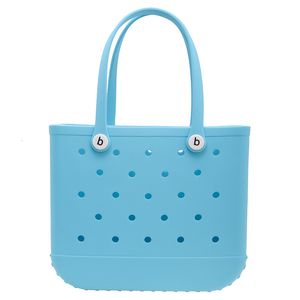 Kvällspåsar Vattentät mjuk EVA Punched Beach Bag Handbag Summer Water Park Tote Basket Swimming Handdukar Arrangör Shoulder Bag Tote 230715CJ