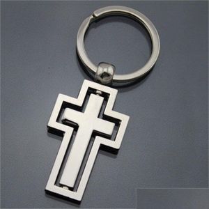 Party Favor Cross Key Ring Metal originalitet Rotertable Keys Buckle Church Gift Home Car Portable Design 2 5KD H1 Drop Delivery Garde DHSBH