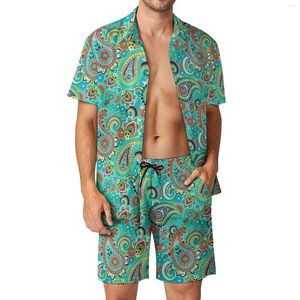 Męskie dresy śladowe Paisley Print Men Sets Vintage Floral Casual Shorts Koszulka wakacyjna Zestaw Summer