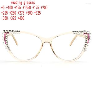 Okulary przeciwsłoneczne żeńskie kocie oko oko na komputerowe okulary czytania przeciw niebieskie światło blokowanie dla kobiet mody, czytnik powiększania dhinstone xn