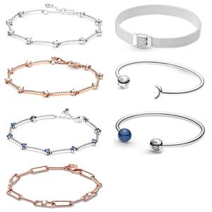 2023 NOVO 100% Prata Esterlina 925 Coleção de Inverno Espumante Pave Bars Pulseira Fit DIY Feminino Moda Original Jóias Presente