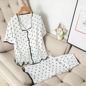 Women's Sleepwear Tulin Fashion Pajamas Set Print Women 2PCS Shirt&Pants Casual Satin PJS Lounge Wear Soft Pyjamas Loose Homewear