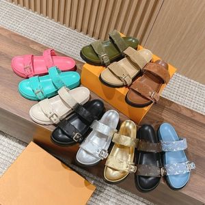 Women designer slipper slides sandal summer sandals sandles shoes classic luxury beach slides casual woman outside slippers sliders beach leather 10A with box