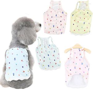 Dog Apparel Sweet Clothes Summer Yellow Blue Pink Hoodie Suspenders Vest Puppy Cat Sleeveless Sweatshirt Shirt For Small Dogs Yorkie