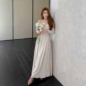 新しいS-Elf-Portrait Cream Stretch Crepe Maxiドレス